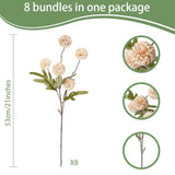 8 Pcs Long Stem Artificial Flowers Decoration, Beige Tan Fake Pom Pom Kiku Flower, Mini Faux Chrysanthemums For Floral Arrangemengts, Small Silk Florals Decor, Tall Vase Flower Filler