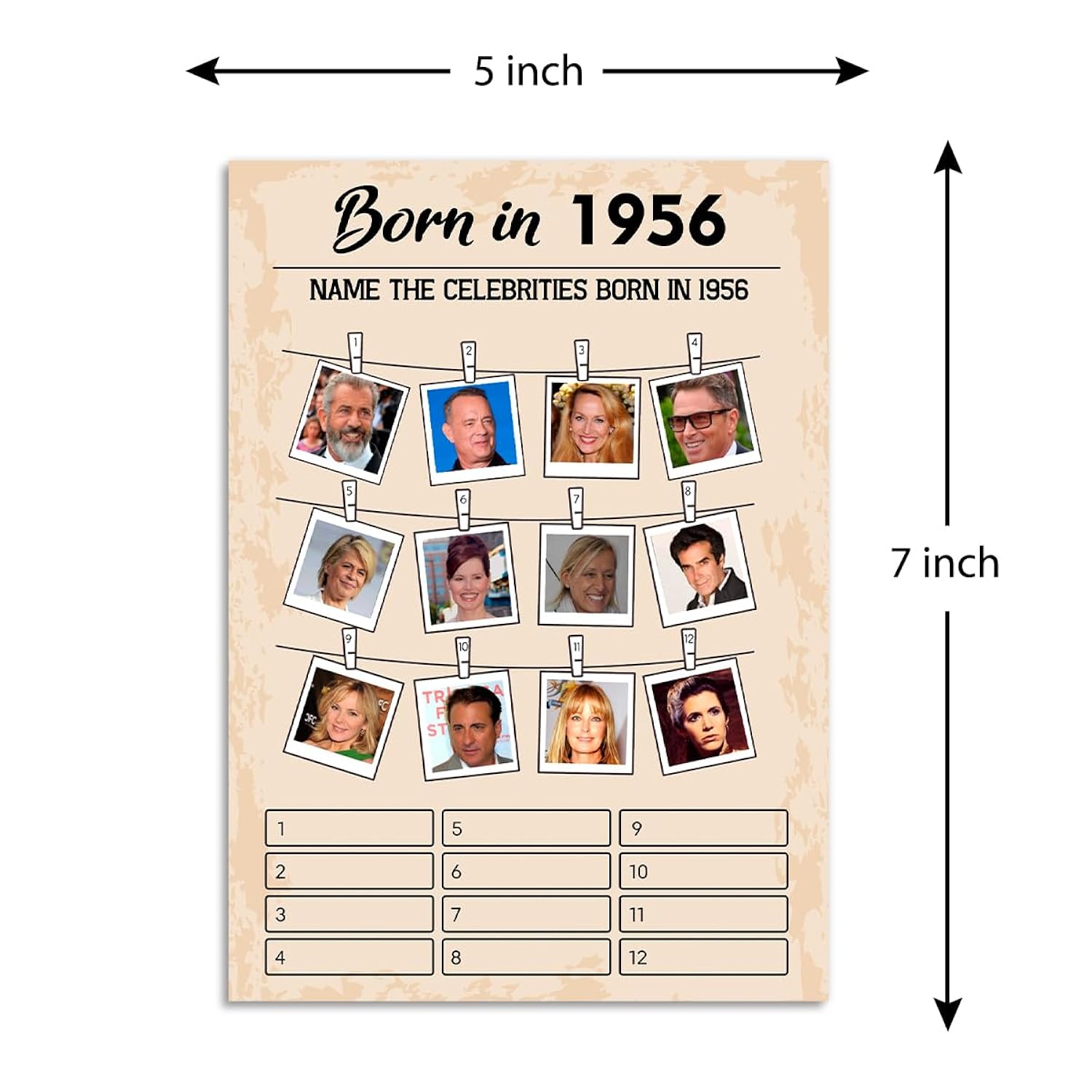 70Th Birthday Party Games, Set Of 5 Activities For 10 Guests, Born In 1956 Games Bundle, Birthday Party Supplies For Adults, Pack Of 50 Cards