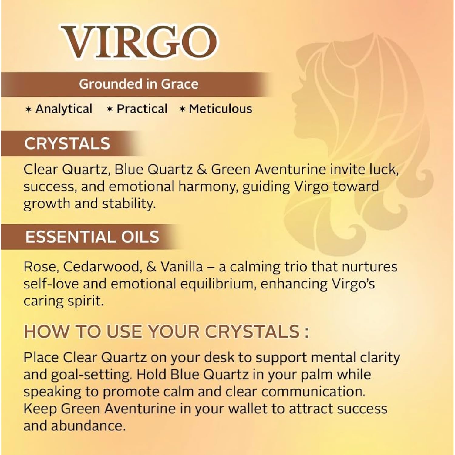 Astrology Glass Jar Candle, Virgo Zodiac Sign, 8.8 Oz Blue Quartz & Green Adventurine Crystal Infused - Lily, Rose, Sandalwood, Amber, & Vanilla - Usa Made, Birthday & Metaphysical Gift