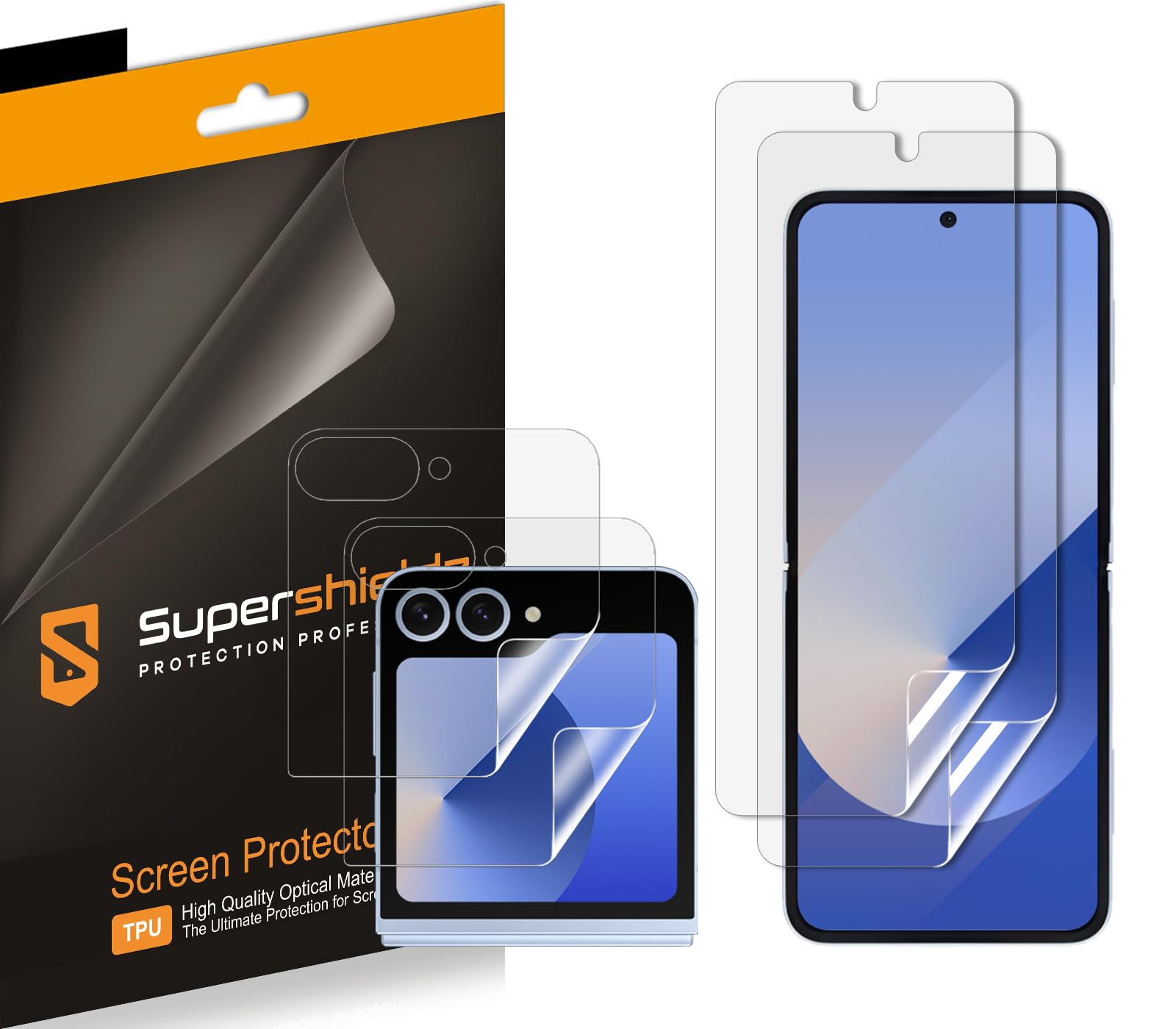 (2 Pack) Designed For Samsung Galaxy Z Flip 6 (2 Main Screen And 2 Front Screen) Screen Protector, High Definition Clear Shield (Tpu)