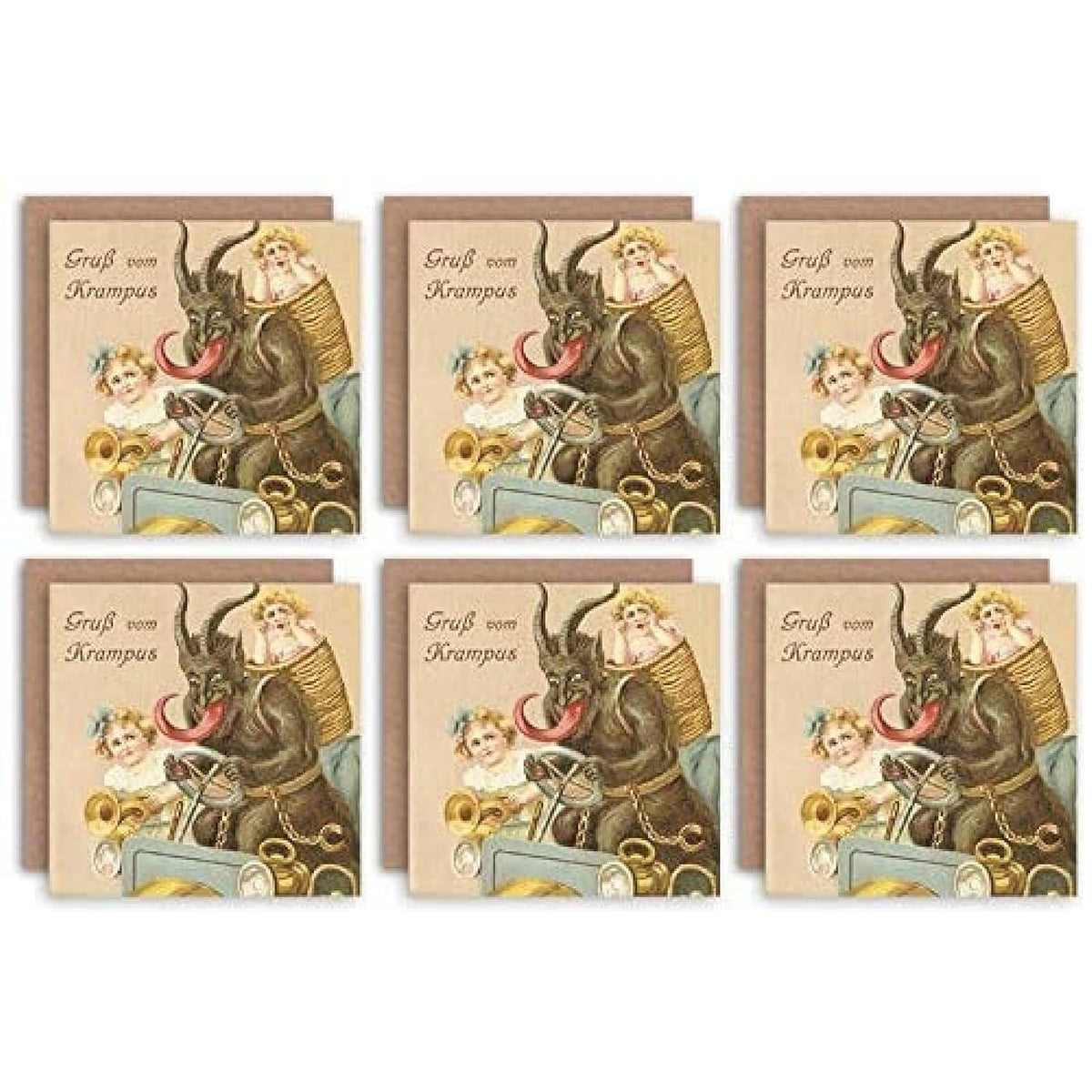 Christmas Cards X6 Krampus Anti Santa Funny Kids Set Xmas Cards