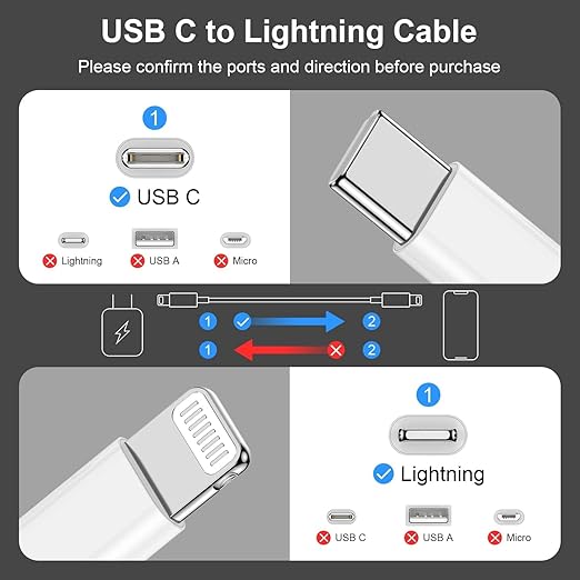 3FT USB C to Lightning CarPlay Cable Fast Charging iPhone Charger Cord
