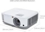 ViewSonic 3800 Lumens WXGA Projector, HDMI, Vertical Keystone, Home/Office