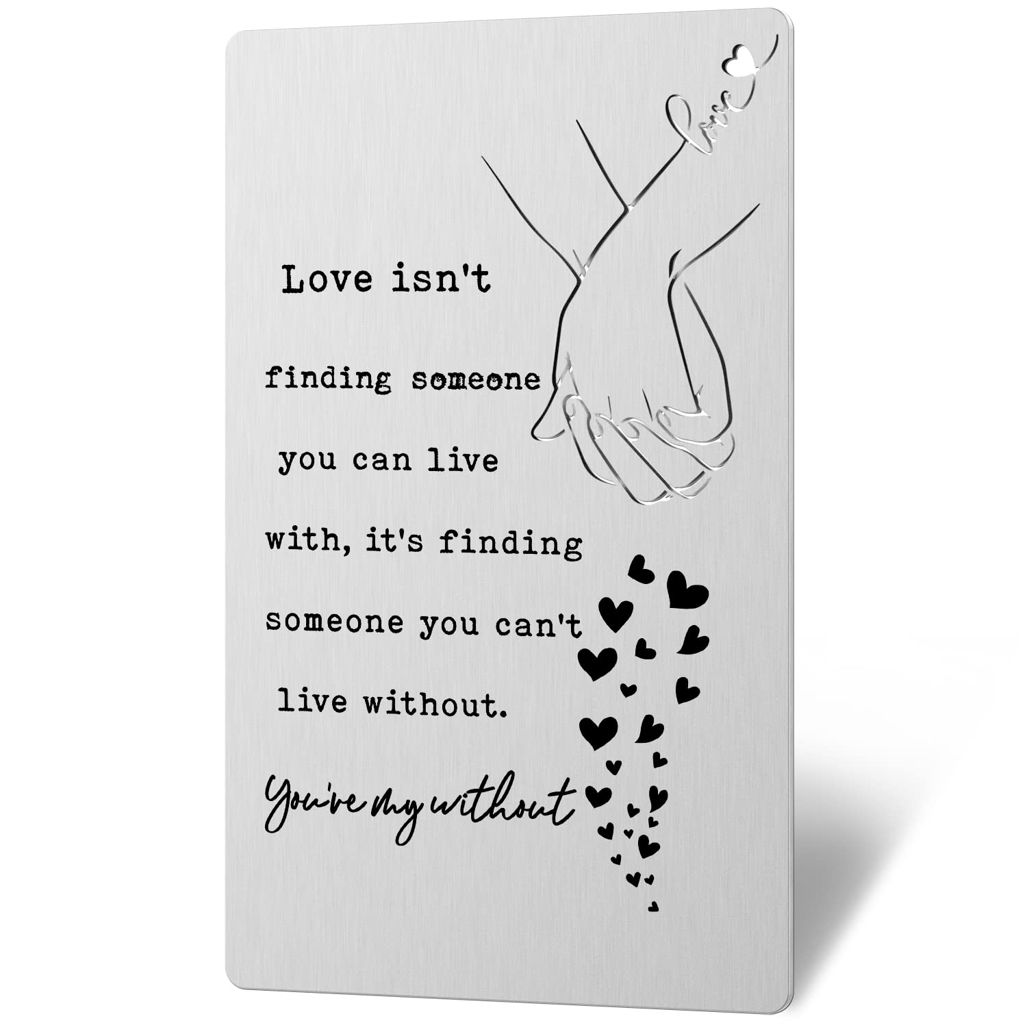 Anniversary Wallet Card Gift For Him Husband Hubby Boyfriend Anniversary Stainless Steel Card Insert For Groom Fiance Wedding For Birthday Christmas From Wife Girlfriend Love Note (Silver) Xcd2