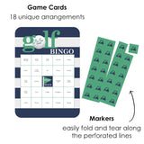Big Dot of Happiness Par-Tee Time - Golf Bingo Cards and Markers - Birthday or Retirement Party Bingo Game - Set of 18