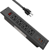Recessed Power Strip Desk Outlet 4 AC Outlets USB C 20W PD Fast Charger Black