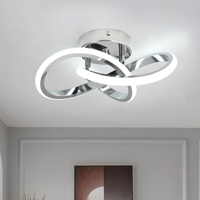 Modern Acrylic LED Ceiling Light 6000K Curved Flush Mount Hallway Fixture