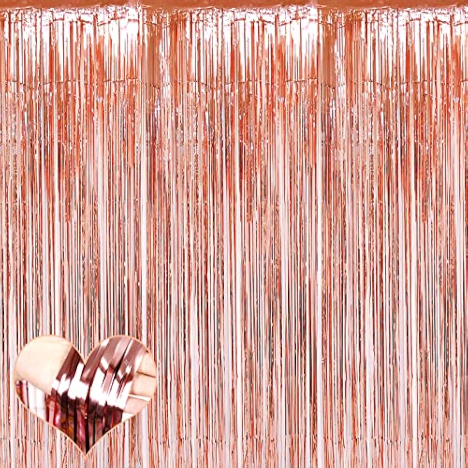 4 Pack Rose Gold Fringe Curtain Backdrop, 3.2Ft X 9.8Ft Metallic Tinsel Foil Fringe Streamers Background For Photo Booth Birthday Wedding Baby Shower Carnival Easter Mother’S Day Party Decorations