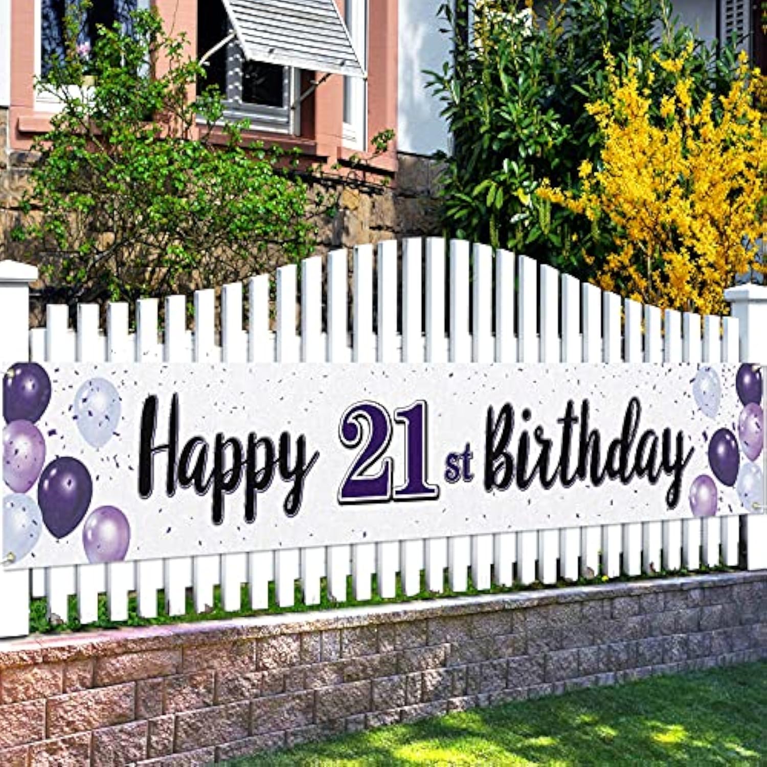 Happy 21St Birthday Decorations,21St Purple Balloon Large Birthday Hanging Banner Sign,21 Years Old Bday Party Supplies.