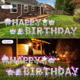 Happy Birthday Yard Sign With Led Lights, Mermaid Birthday Yard Signs Outdoor, 18 Pcs Large 16? Lawn Signs With Stakes, Weatherproof Birthday Party Decorations For Yard & Garden