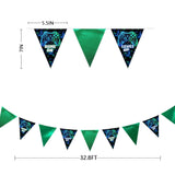32Ft Video Game On Party Decorations Metallic Green Blue Black Gaming Fabric Pennant Banner Triangle Flag Garland Streamer For Gamer Birthday Video Game Baby Shower Outdoor Gaming Party Supplies