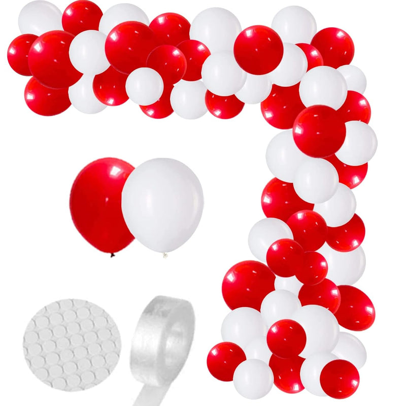 Red White Balloon Garland Arch Kit - 122Pcs White And Red Balloons Red