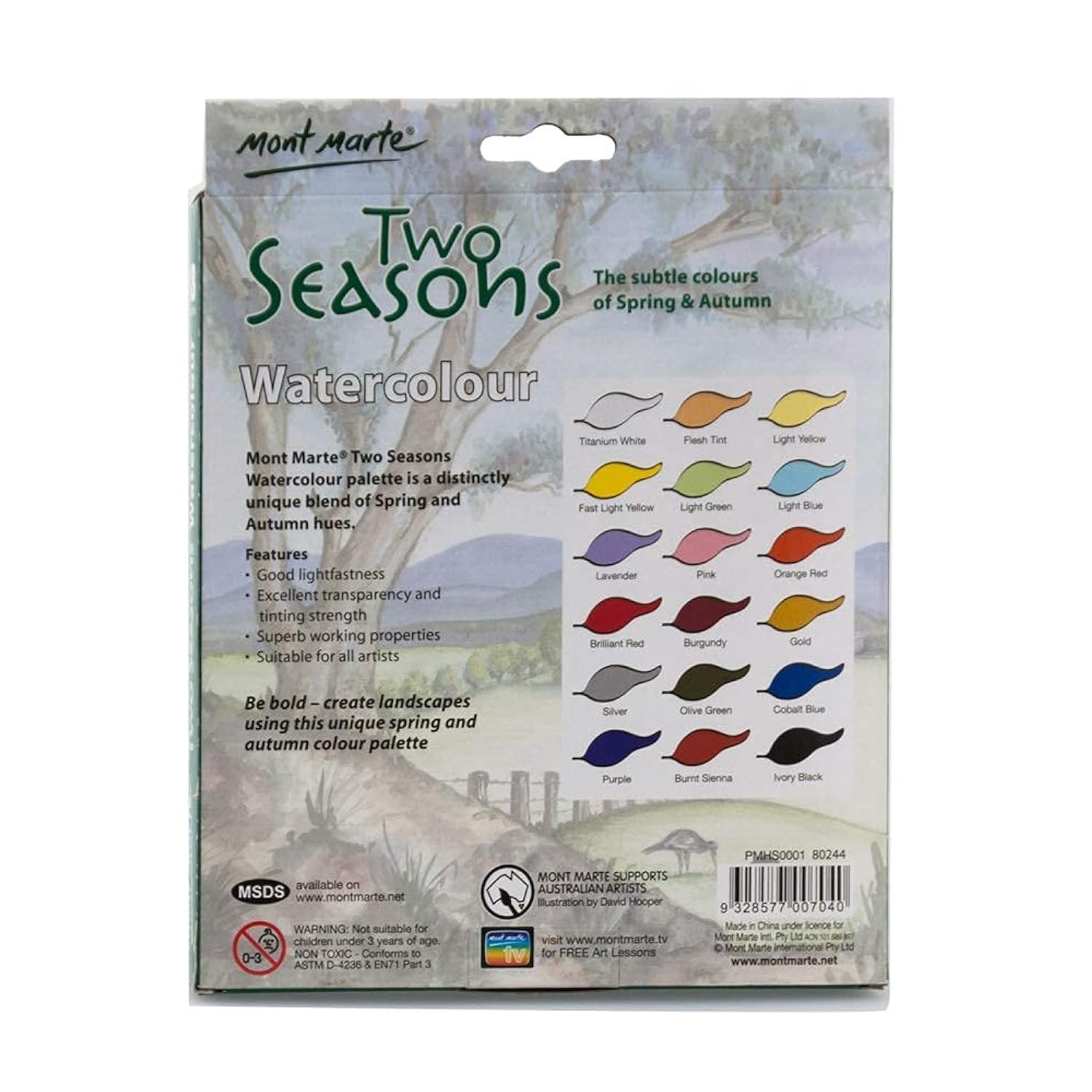 Two Seasons Watercolors 18Pc X 12Ml Tubes, Signature Pastel Watercolour Paints