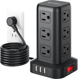12 Outlet Power Strip Tower 4 USB Ports 1 USB C 6.5FT Cord