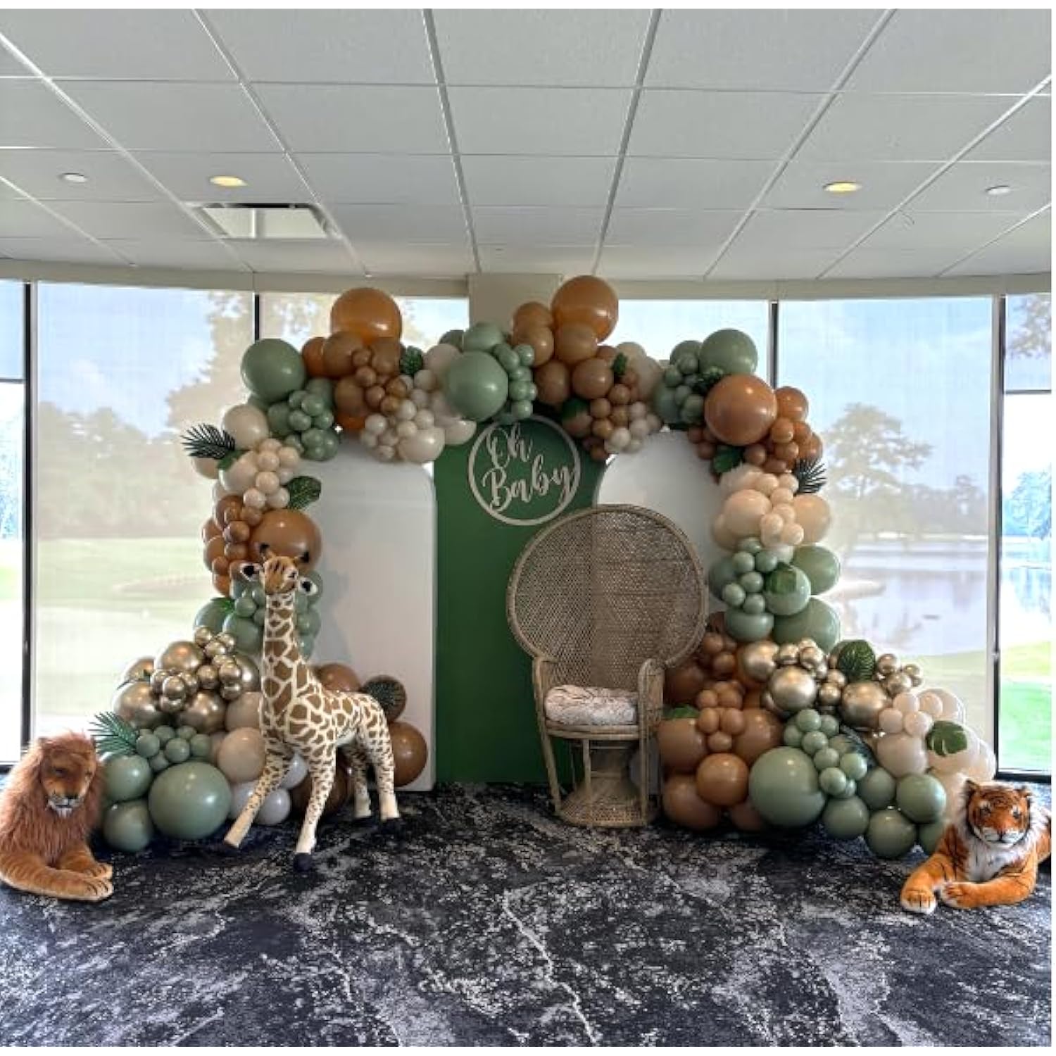 Sage Green Brown Gold Balloons 12 Inch Jungle Safari Baby Shower Woodland Party Decor