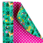 Reversible Jungle Wrapping Paper - Mini Roll - 17 Inch X 33 Feet - Tigers In The Jungle Wild One Birthday Wrapping Paper For Kids Girls Birthday, Baby Shower