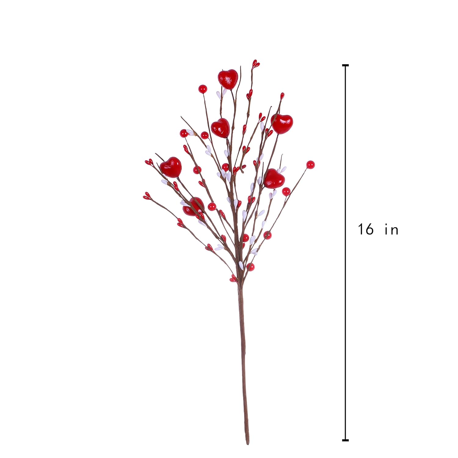 Valentine’S Day Gifts,6 Pcs Artificial Red Berry Flower Stems Heart Shaped Berry Picks For Valentine’S Day,Wedding