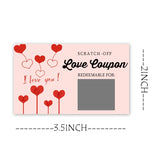 50 Pcs Valentine'S Day Scratch Off Cards 2X3.5Inch Love Coupons Scratch Off Notes Card For Husband, Wife, And Children