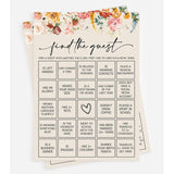 50 Find The Guest Bingo Game (50-Cards) Fun Baby Shower Game Activity, Bridal Shower, Wedding Decorations, Rehearsal Dinner, Engagement Party, Wildflower, Boho, Girl
