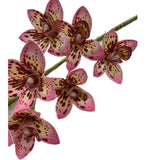 4Pcs Artificial Cymbidium Orchid Flower Plant 3D Print Vanda 10 Heads Latex Phalaenopsis Flower (Pink)