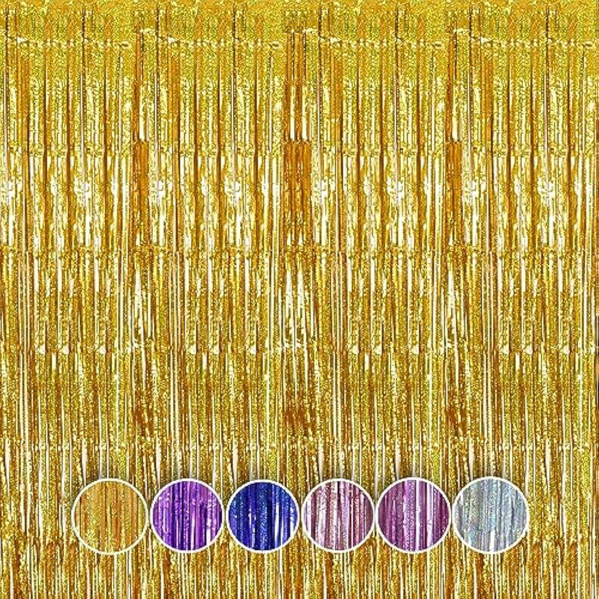 4 Pack Gold Foil Fringe Curtains Tinsel Backdrop for Party Decorations