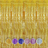 4 Pack Gold Foil Fringe Curtains Tinsel Backdrop for Party Decorations