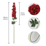 Delphinium Artificial Flowers,5Pcs Long Stem Red Silk Flowers 39" Fake Larkspur Flowers Bulk For Tall Vase Home Wedding Table Decor(Red)