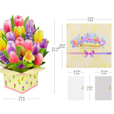 Pop Up Tulip Flower Bouquet Card Get Well Soon Cards 3D Pop Up Birthday Card Thinking Of You Greeting Card For Christmas Congratulations Gifts Includes Envelop