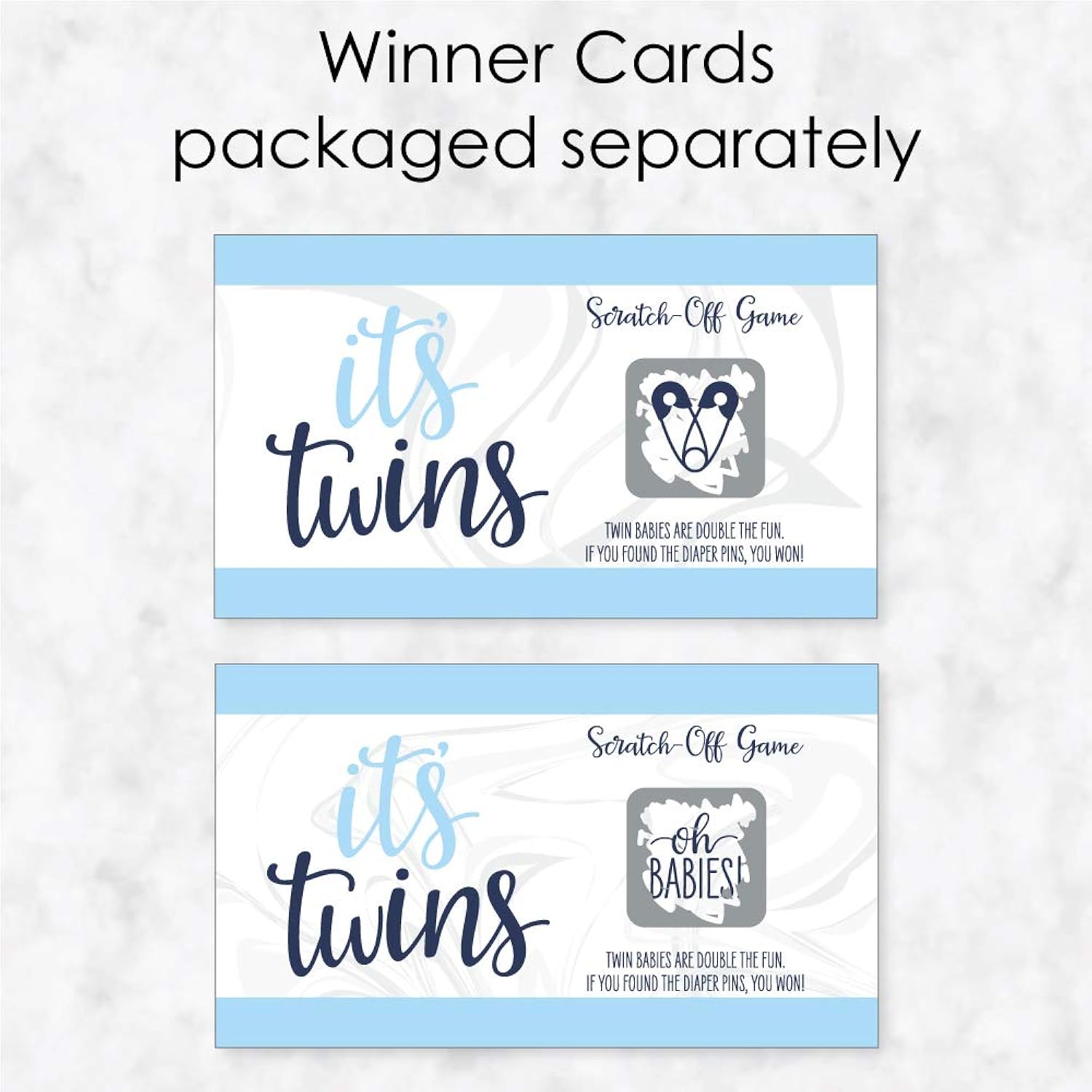 Big Dot of Happiness It’s Twin Boys - Blue Twins Baby Shower Game Scratch Off Cards - 22 Count