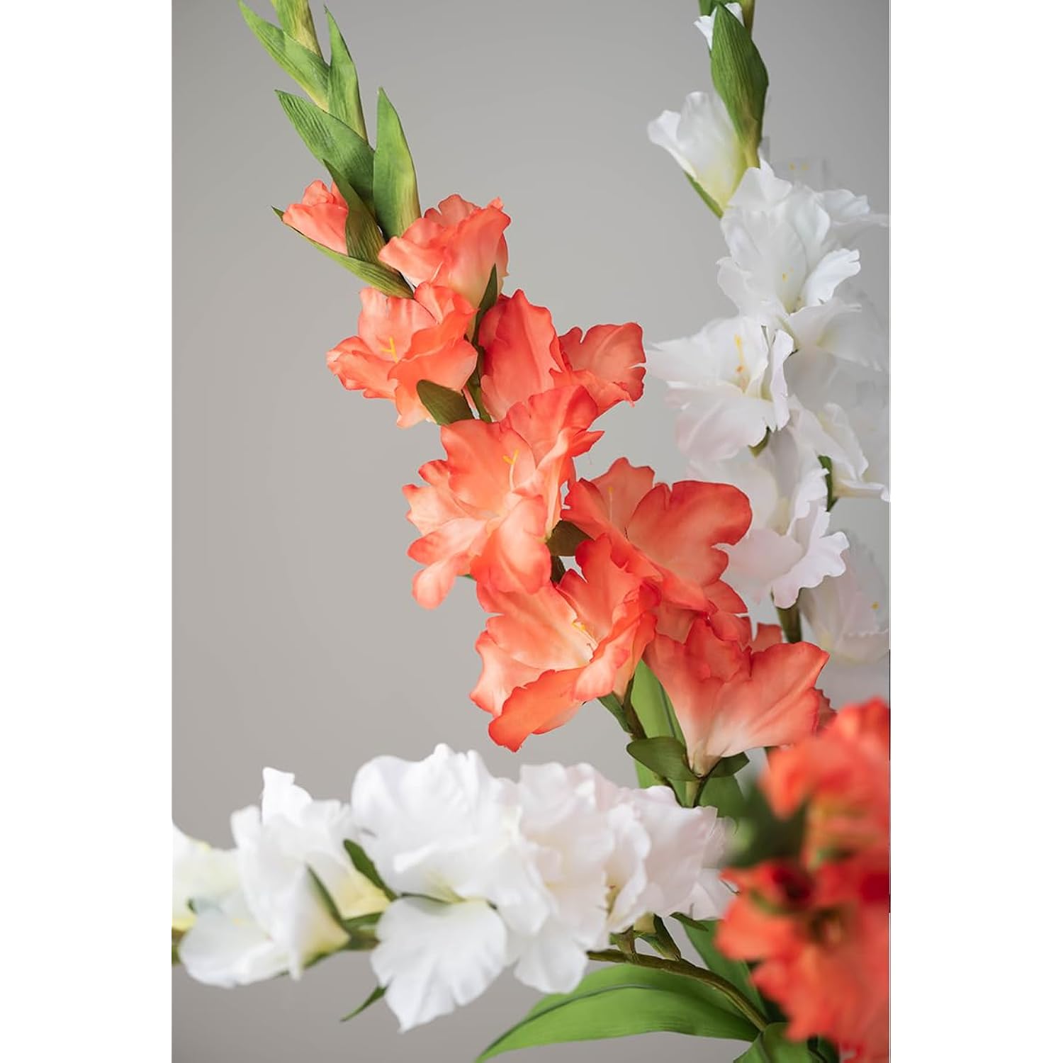 Long Stem Artificial Gladiolus Flower, Set Of 2, Home/Wedding/Office Decor (Orange)