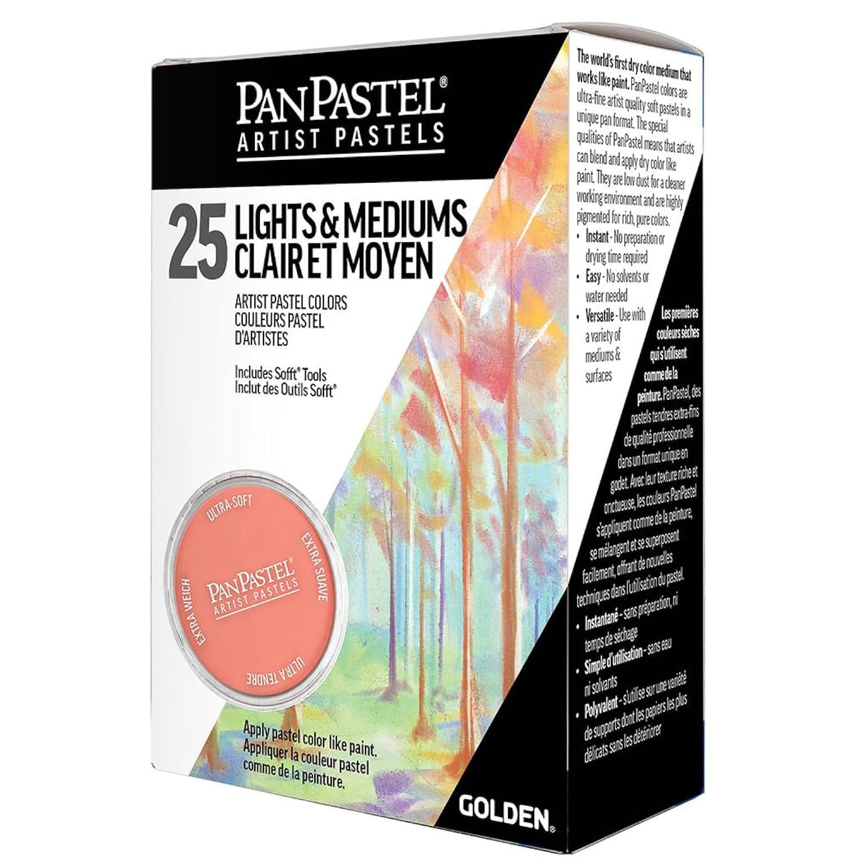 PanPastel Artist Pastels by GOLDEN, Light and Medium Colors Set, 25 Color, Professional Artist Pastels, Unique Pan Format (cake-like)