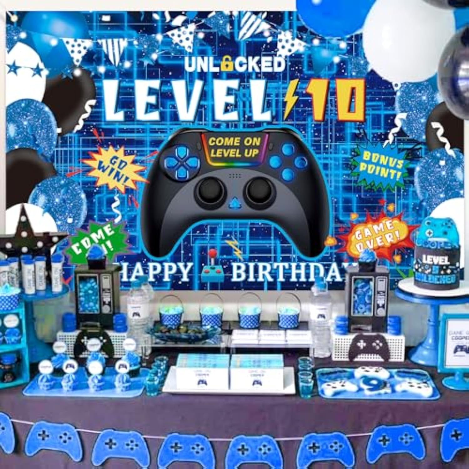10Th Birthday Decorations For Boys Happy 10Th Birthday Banner, 10Th Video Game Birthday Decorations Cheers To 10 Years Party Supplies 6 X 3.6Ft