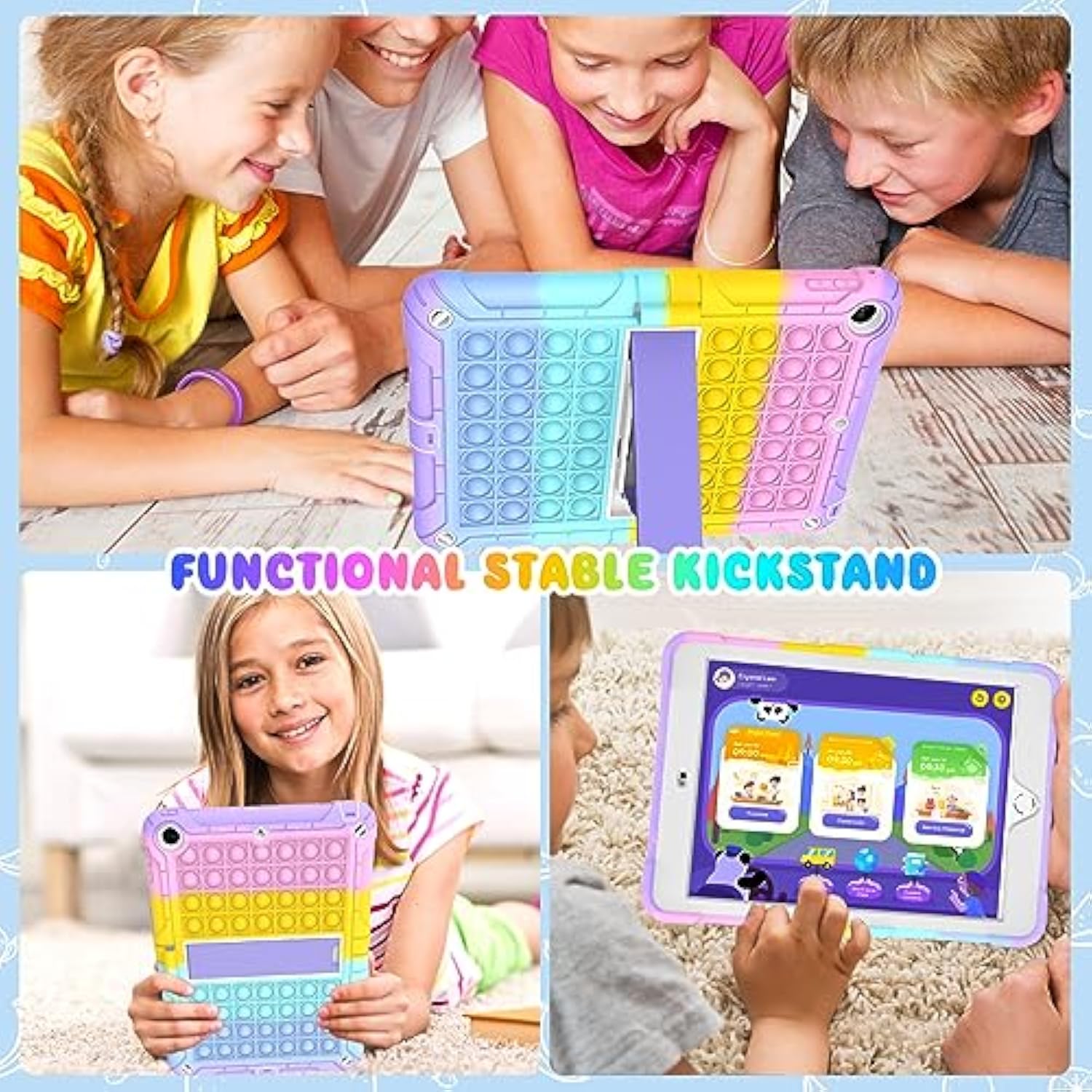 Ipad 5Th/6Th Generation Case Pink Purple For Kids Girls With Glass Screen Prot