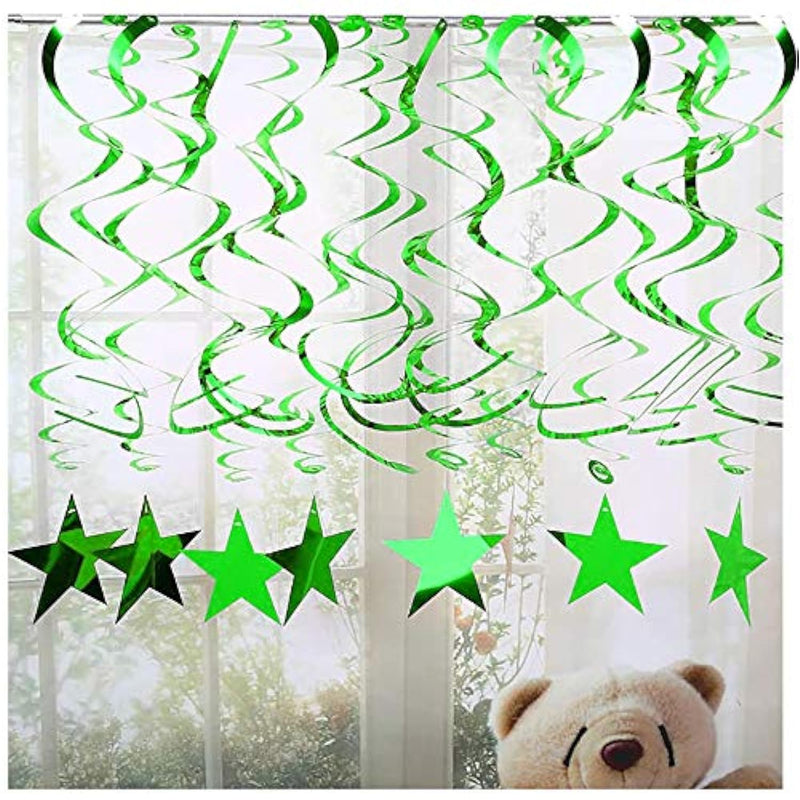 Green Star Hanging Swirl Decorations,Hanging Gold Party Supplies For G