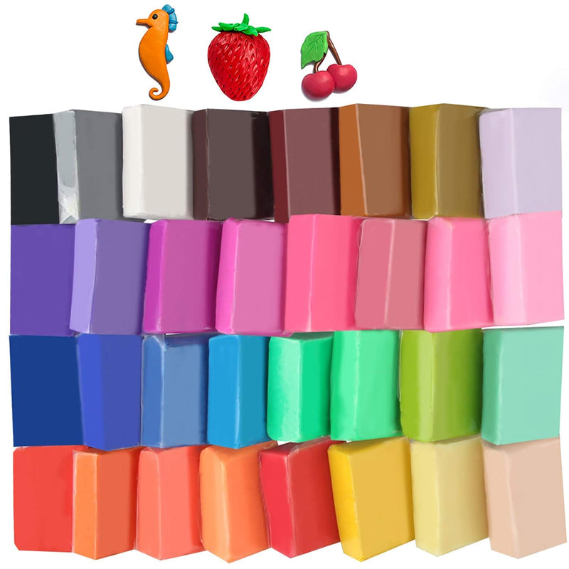 Super Valuable 32 Colors Small Block Polymer Clay Set Oven Bake Clay, Non-Toxi