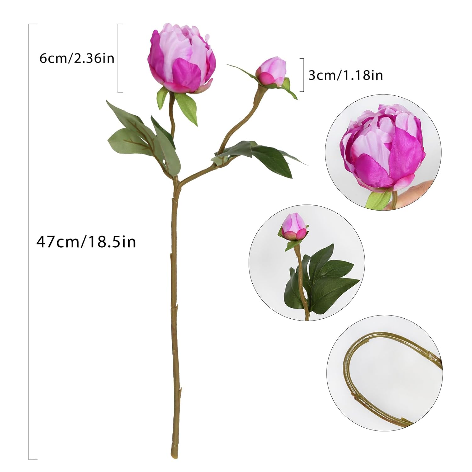 Hot Pink Flowers Artificial Peonies 8Pcs Fake Peonies Hot Pink Artificial Flowers For Home Table Decorations Wedding Faux Floral Arrangements