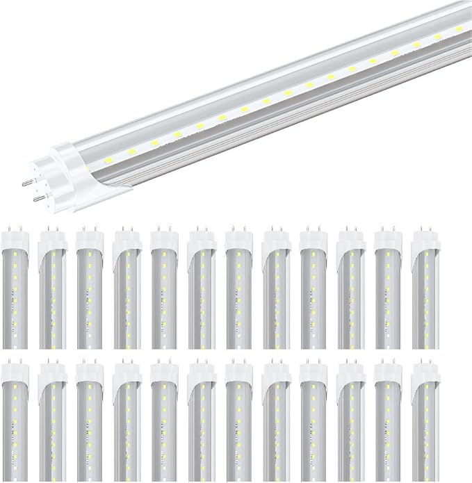25 Pack 4FT T8 LED Tube Lights 22W 3000LM 6000K 6500K Ballast Bypass Double Ended Clear Lens