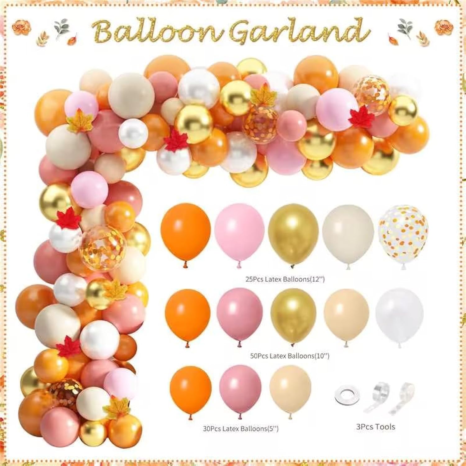 Little Pumpkin Fall Baby Shower Decorations Pumpkin Balloon Arch Kit with Backdrop Decor