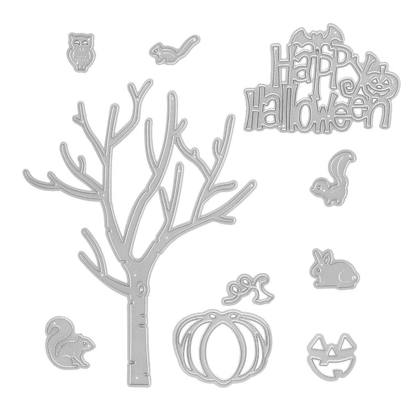 Halloween Tree Pumpkin Animals Cutting Dies Stencil Metal Template Mol