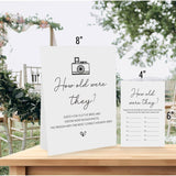 Minimalist How Old Were The Bride And Groom Game, Guessing The Age Photo Game, Bridal Shower Wedding Shower Game ( 1 Sign And 30 Cards)-Bng20