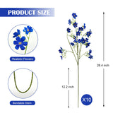 10 Pcs Silk Flowers With Long Stems Artificial Flower For Tall Vase Outdoors Fake Babys Breath Bouquet Faux Floral Wedding Party Decoration Home Indoor Table Centerpiece Decor (Blue)