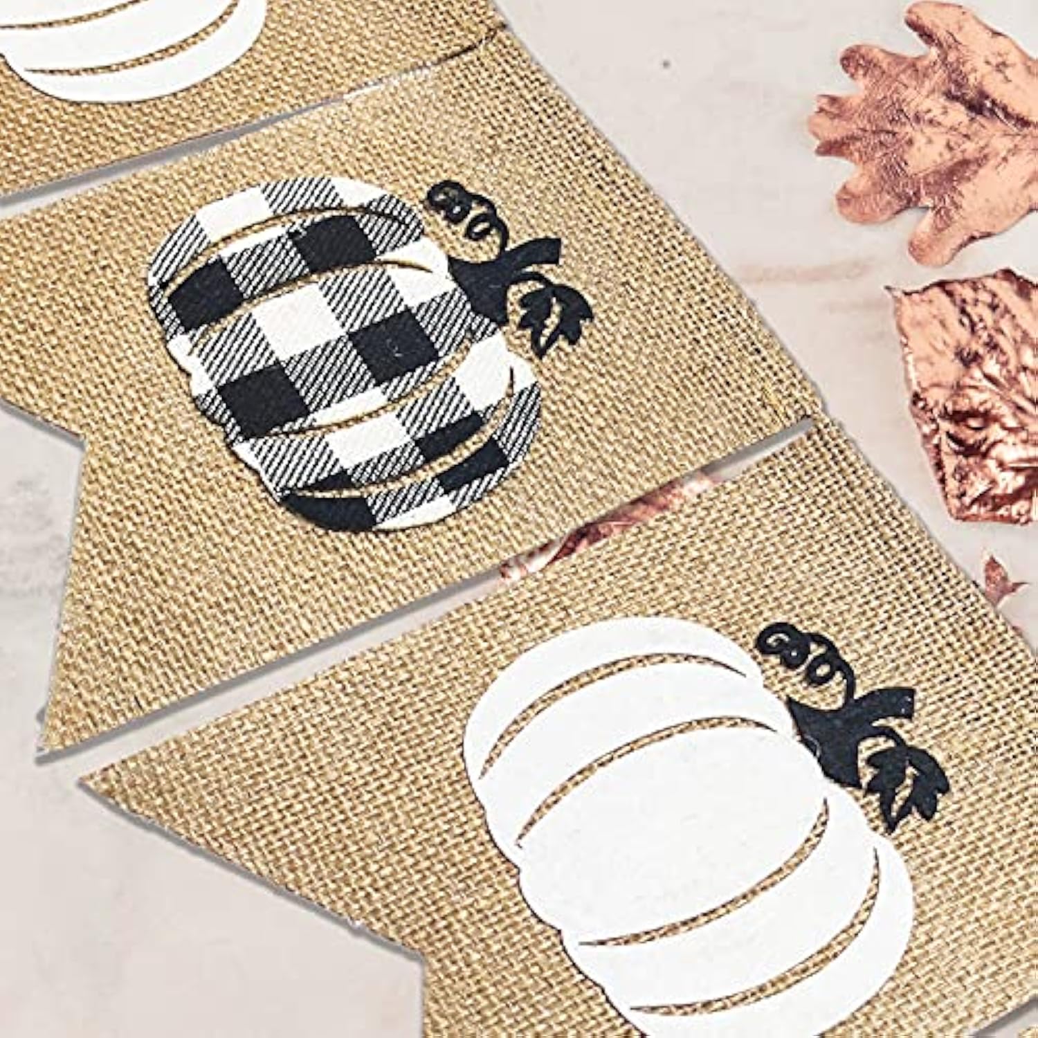 Plaid Pumpkin Burlap Banner Buffalo Check Fall Banner Jute White Pumpkins Bunting Garland Autumn Harvest Bunting Flag Thanksgiving Party Banner For Home Wall Mantel Fireplace Farmhouse Decor