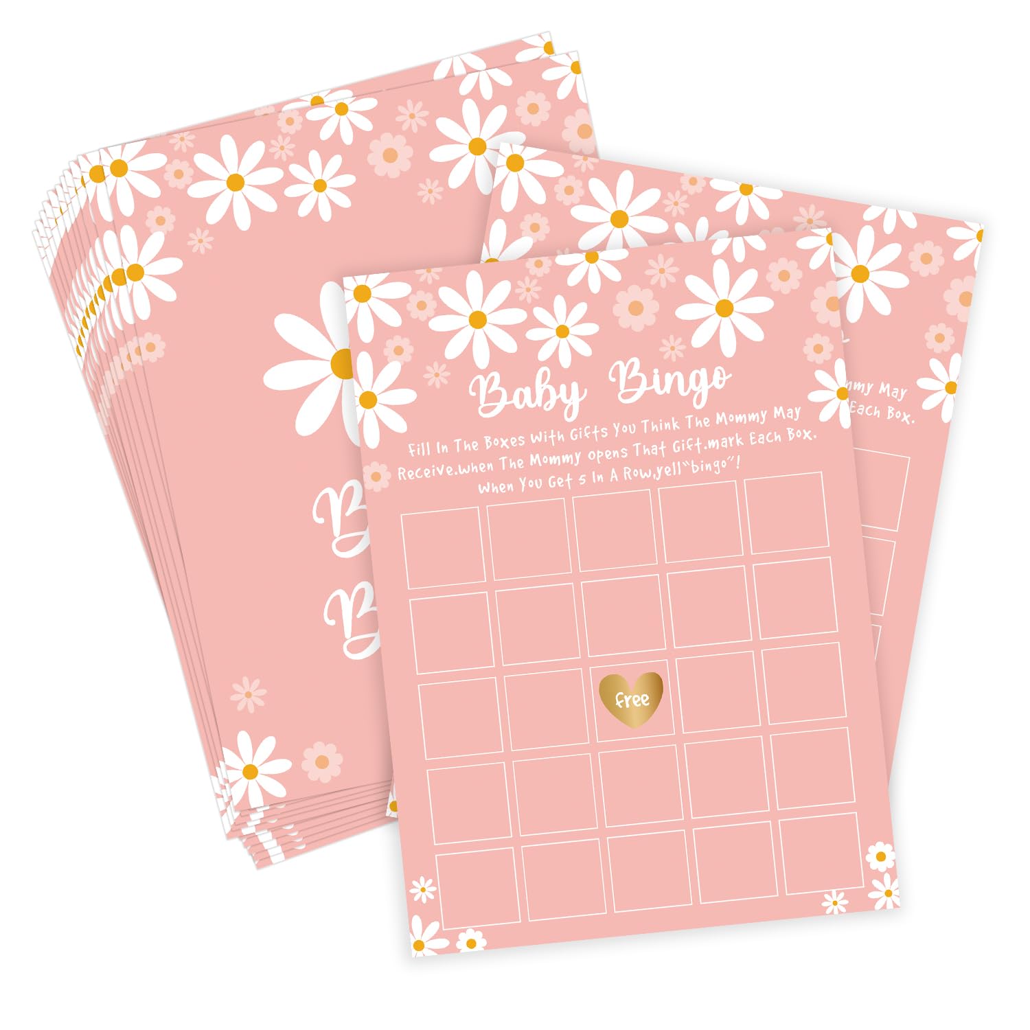 Baby Shower Bingo Game, Boho Daisy Baby Shower Game, Baby Shower Decorations, Gender Reveal Party Supplies, Set Of 30 Game Cards - Yx11
