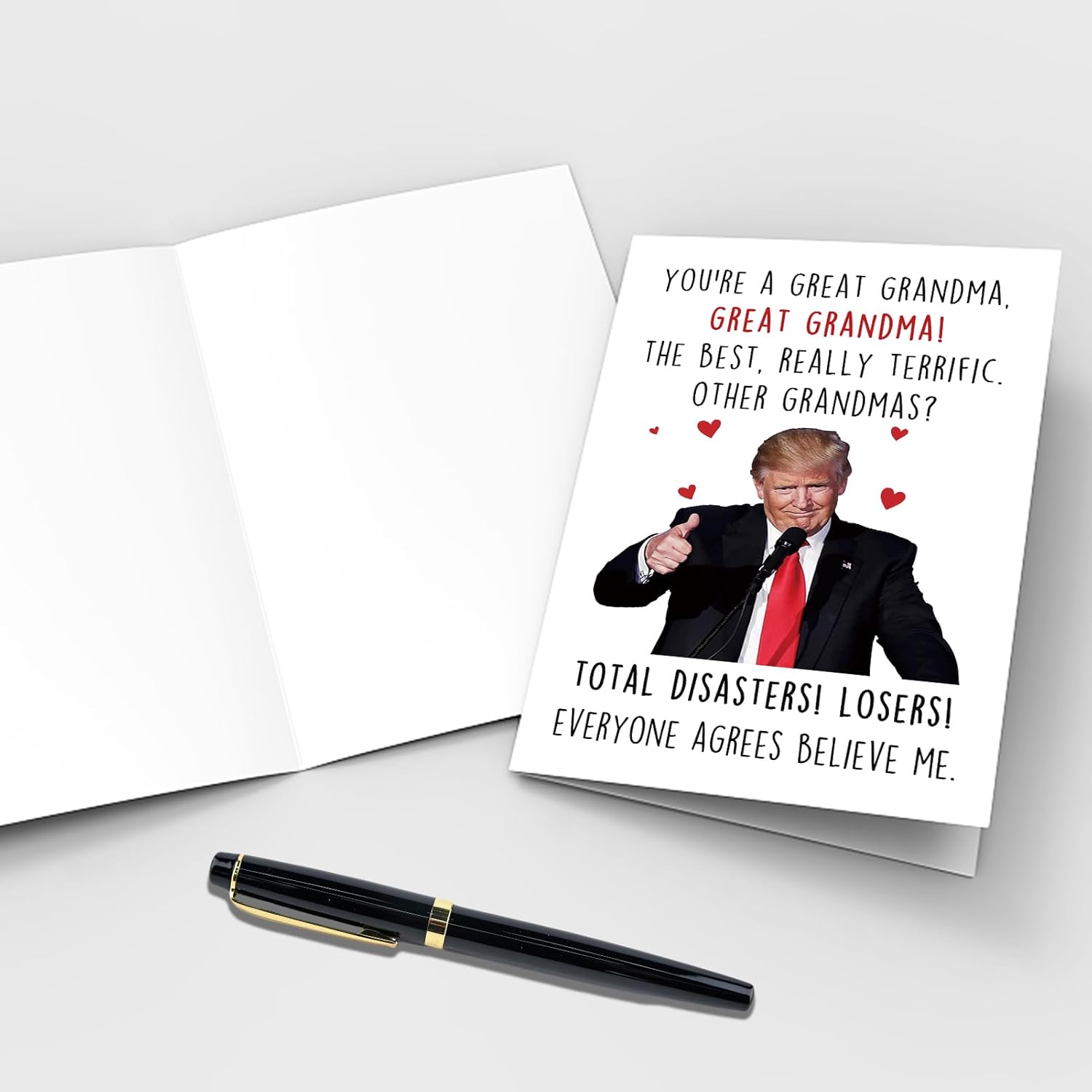 Funny Trump-Themed Birthday Card For Grandma, Grandmother Birthday Card Gift From Granddaughter Grandson, Donald Grandmas Mother'S Day Cards Gifts, Grandmother Christmas Gifts, You Are A Great Grandma Cards