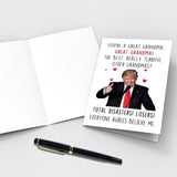 Funny Trump-Themed Birthday Card For Grandma, Grandmother Birthday Card Gift From Granddaughter Grandson, Donald Grandmas Mother'S Day Cards Gifts, Grandmother Christmas Gifts, You Are A Great Grandma Cards