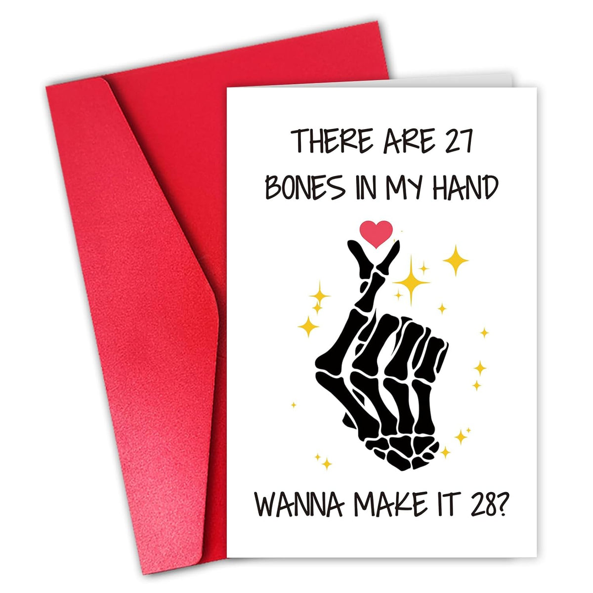 Funny Valentines Day Card For Girlfriend Wife, Rude Valentine’S Day Card For Women Her, There Are 27 Bones In My Hand Wanna Make It 28