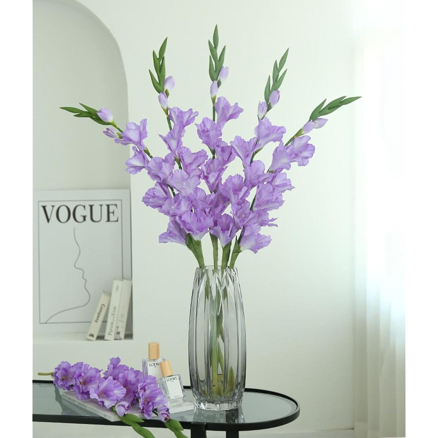 Purple Gladiolus Artificial Flowers 33.07 In Long Artificial Flowers Gladiolus Flowers 5 Pcs Silk Fake Flowers Faux Gladiolus For Home Wedding Garden Arrangement Decor
