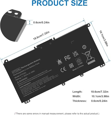 HP HT03XL 41.1Wh Laptop Battery Replacement for Pavilion 14 15 17 250 G7 L11119-855