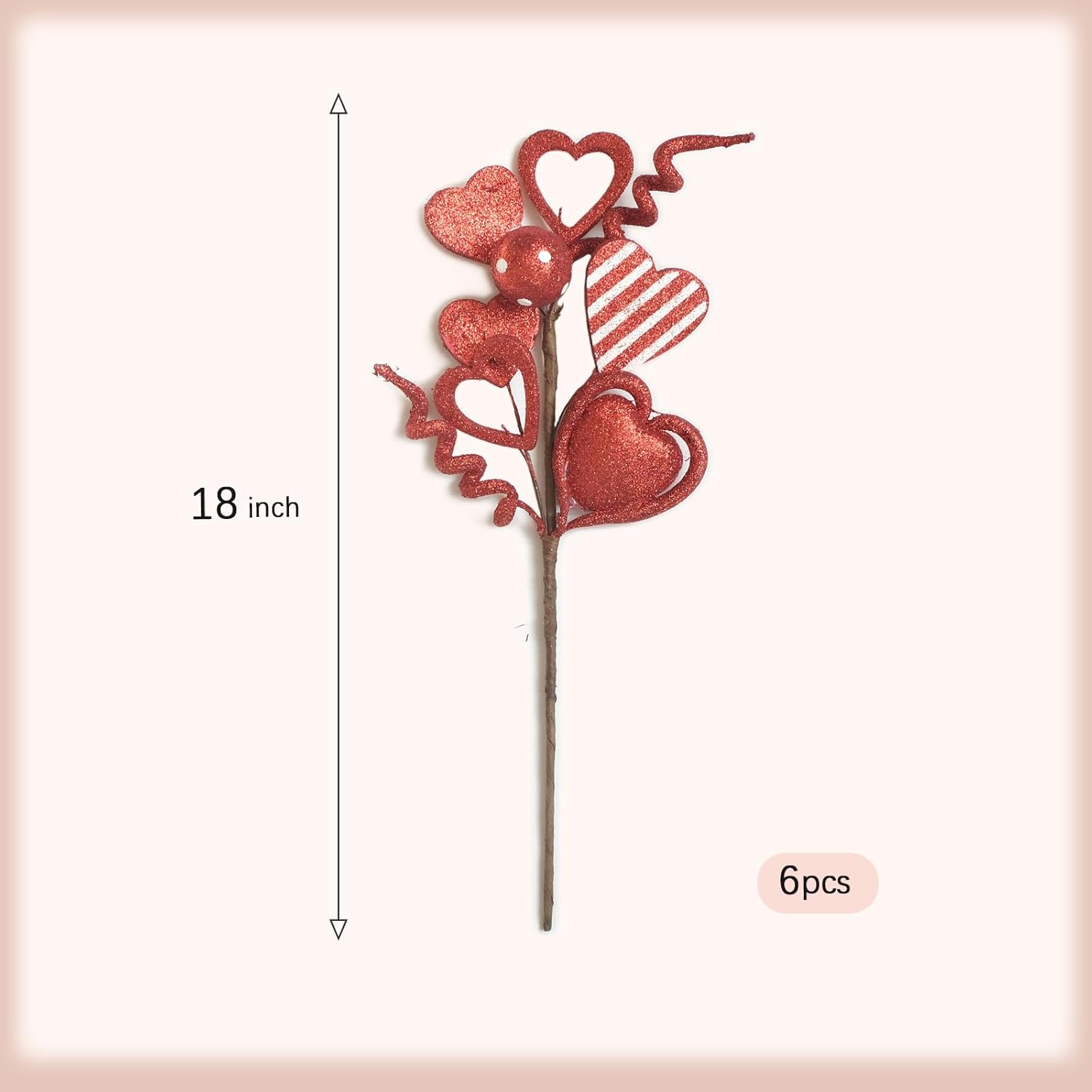 6 Pcs Valentine'S Day Decorative Stems, Handmade Fade-Resistant Red Artificial Flower Stems For Diy Wreath, Table Centerpiece, Wedding & Party Decor, Romantic Home Decorations