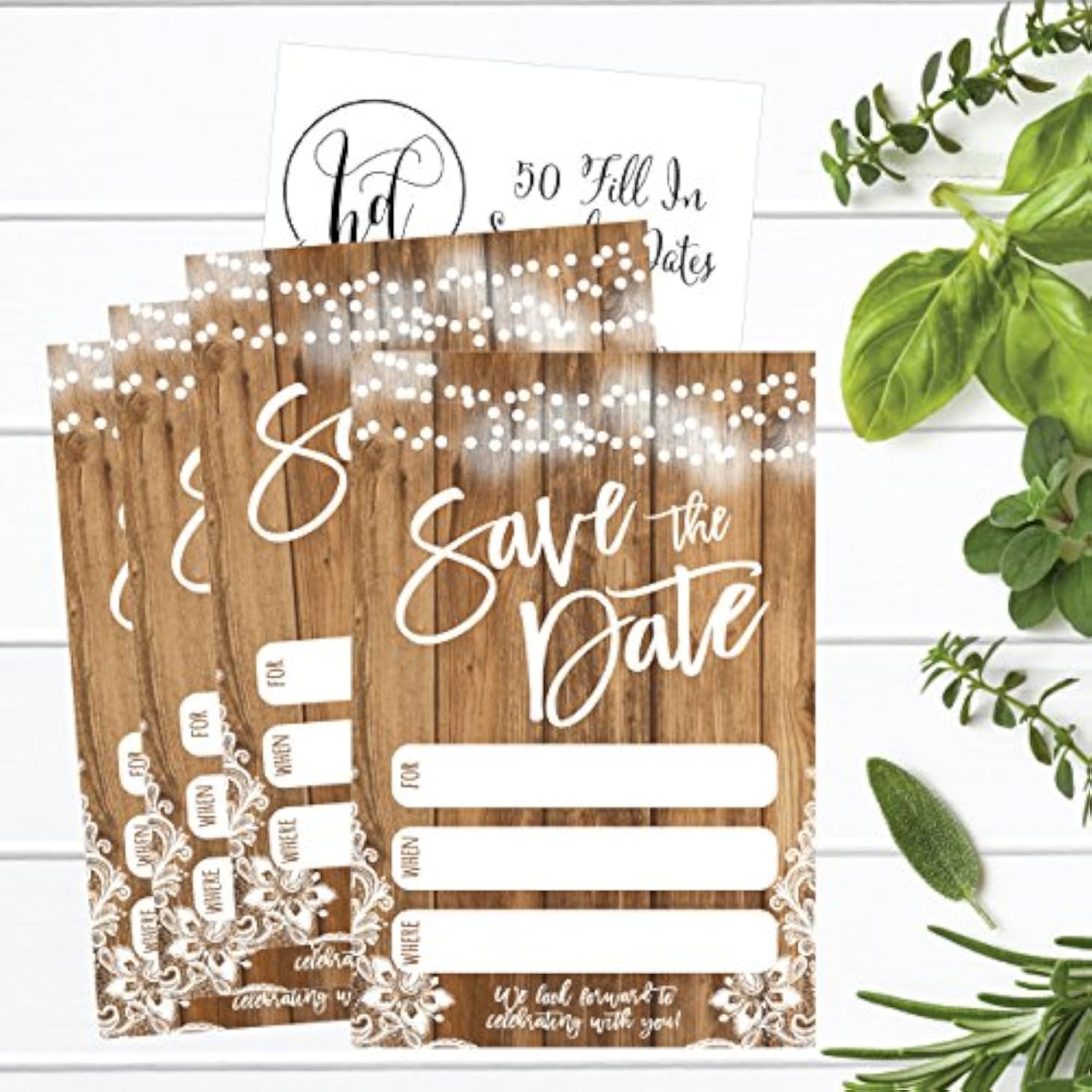 50 Rustic Save The Date Cards For Wedding, Engagement, Anniversary, Baby Shower, Birthday Party, Etc Save The Dates Postcard Invitations, Simple Blank Event Announcements
